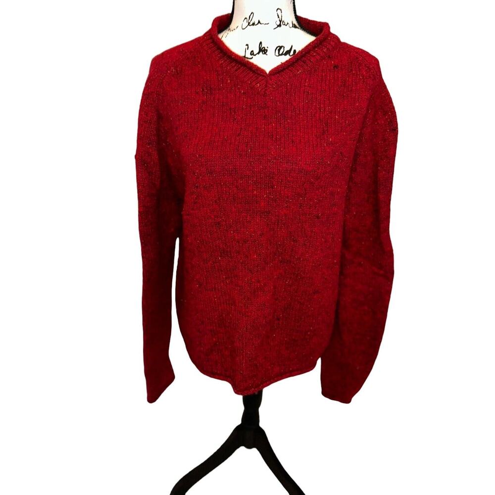 AMERICAN EAGLE Red Mens sz M 100% Wool Limited Edition Sweater V-Neck EUC